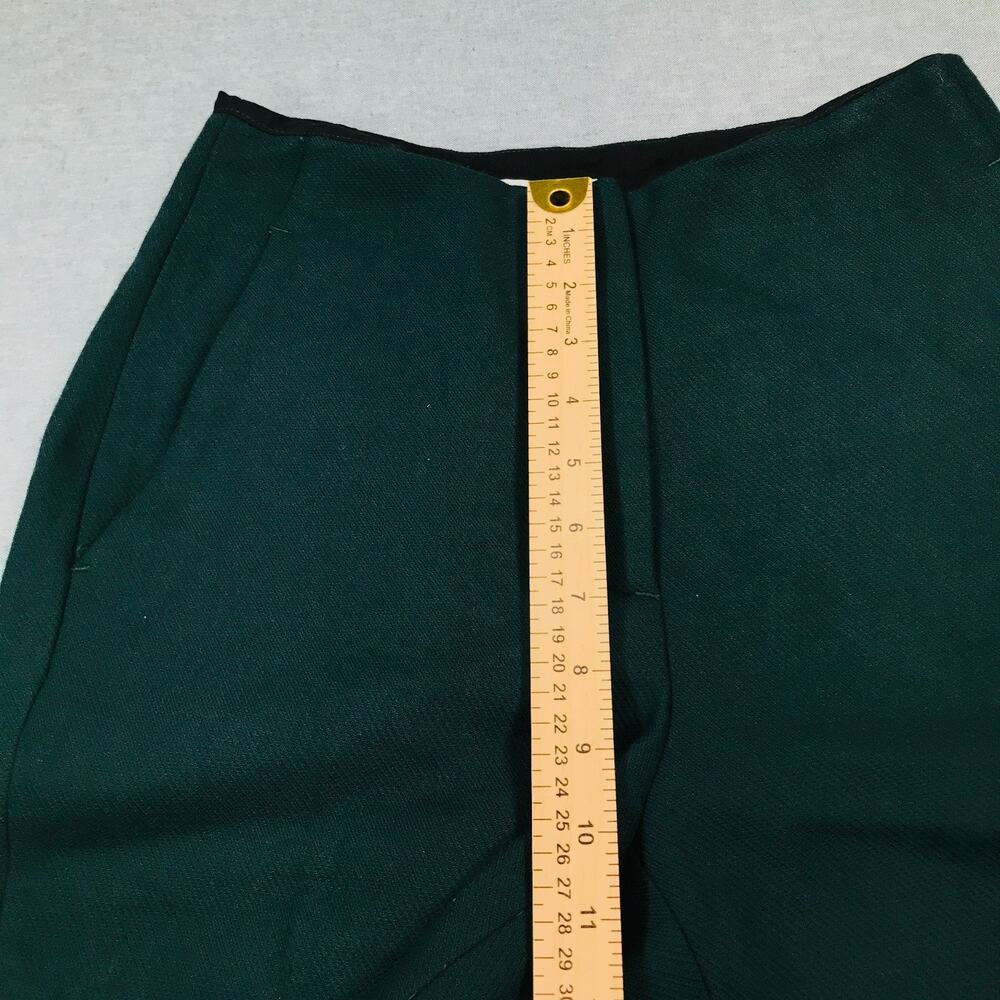 Argent Women 0 Tailored Flare Trouser Pants Seasonless Wool Blend Green Flaw AX1 - Picture 11 of 12
